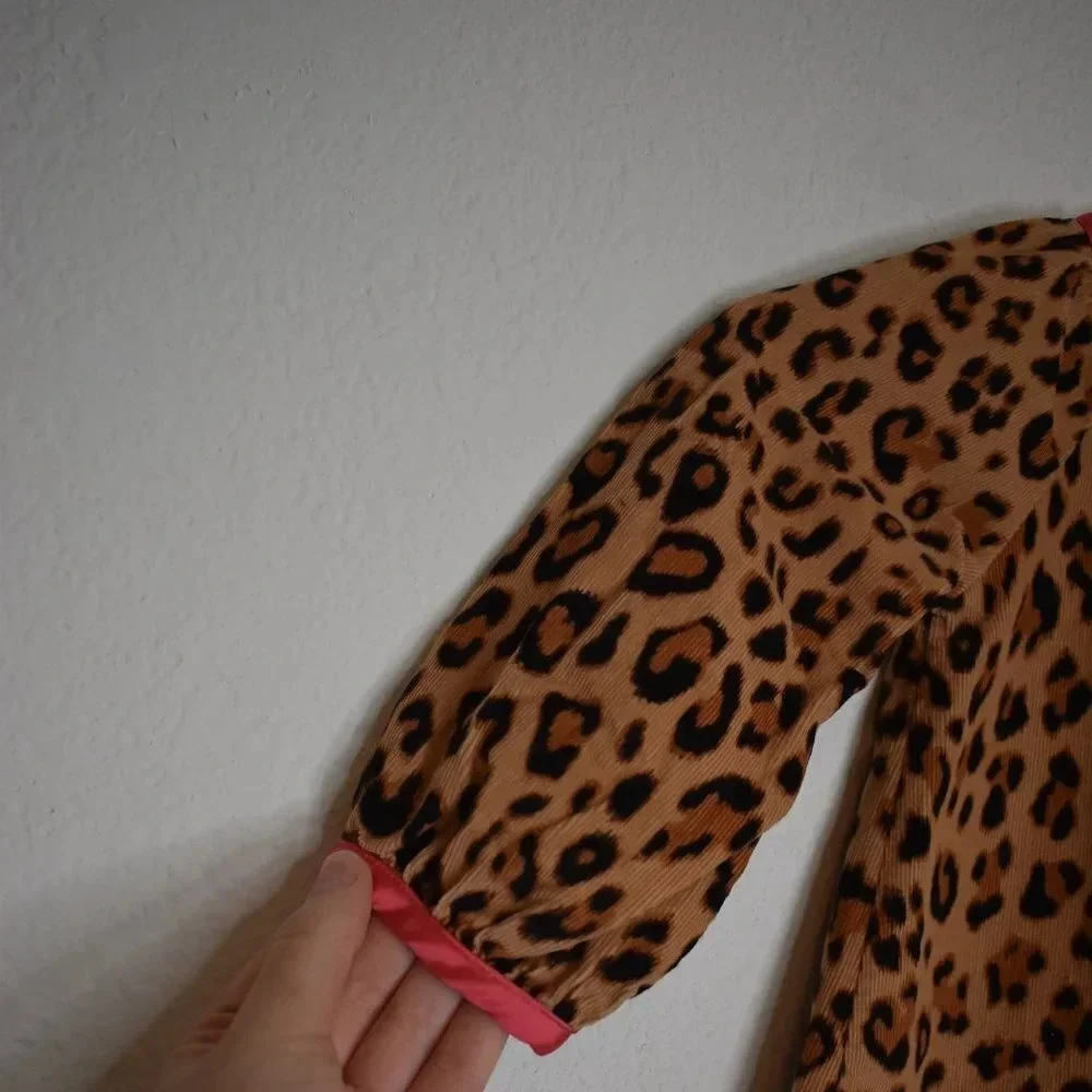 Baby Gap Corduroy Leopard Dress Sz 2T Bow 100% Cotton Animal Cheetah